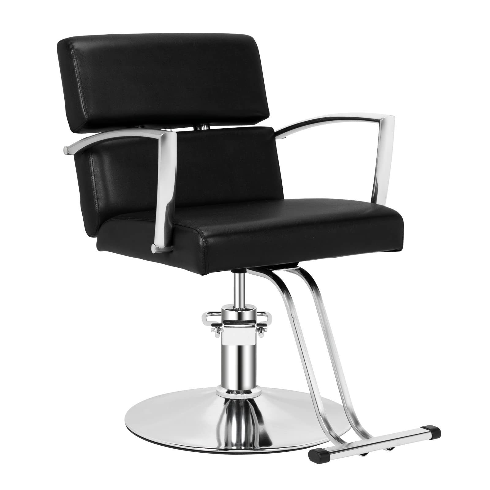 Modern Stable Round Base Hydraulic Pump Vented Back Fine Leather Adjustable Height Barber Chair