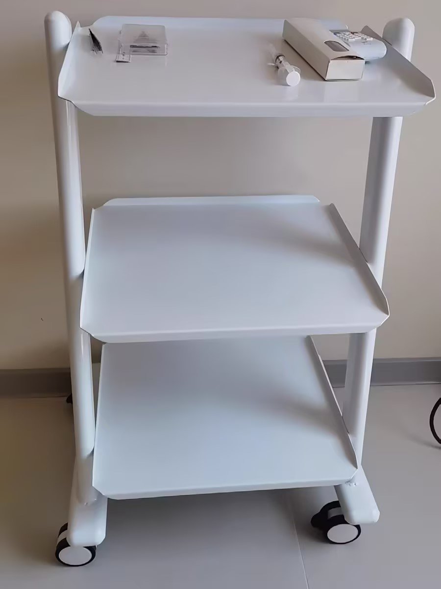 Hot Sale Professional Portable White Metal Aluminum Material Salon Trolley Massage Beauty Cart with Wheels