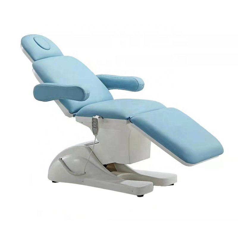 Modern Blue Beauty Fcial Massage Table 3/4 Motors Electric Treatment Bed Luxury Lash Beds With Stool And Trolley