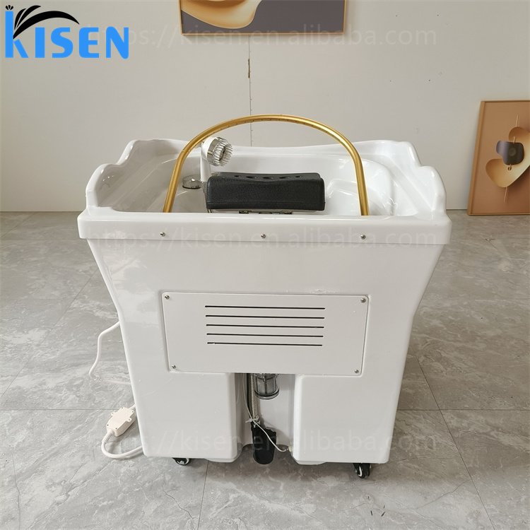 Kisen Luxury Black Hair Washing Head Therapy Steamer SPA Portable Shampoo Basin Sink With 60L Water Tank For Beauty Bed Use