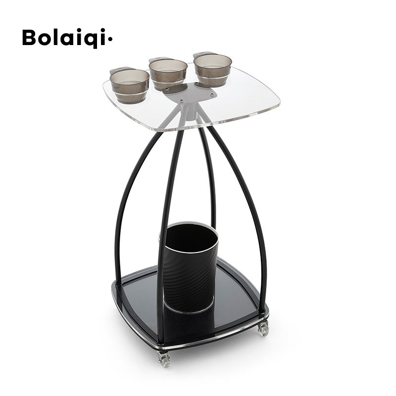 BOLAIQI New Design Salon Equipment Acrylic Hairdressing Salon Trolley Salon Hair Coloring Working Trolley