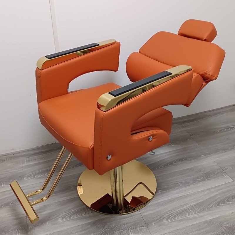 Reclinable Barber Chair for Sale Cheap Hair Salon Pink Beauty Salon Furniture Modern Black and Gold Salon Furniture 2pcs