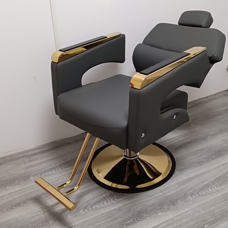Reclinable Barber Chair for Sale Cheap Hair Salon Pink Beauty Salon Furniture Modern Black and Gold Salon Furniture 2pcs