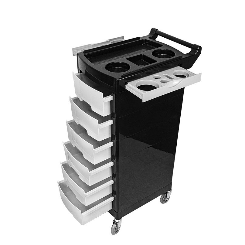 Black Hair Barber Trolley Salon Tray Rolling Storage Cart Stylist Spa Salon Trolley Bairdressing Tool Cart
