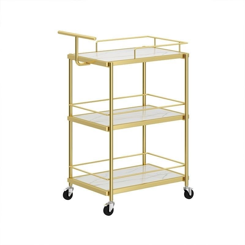 Luxury Gold Metal with wheels tool hair salon trolley rolling cart for hair salon beauty