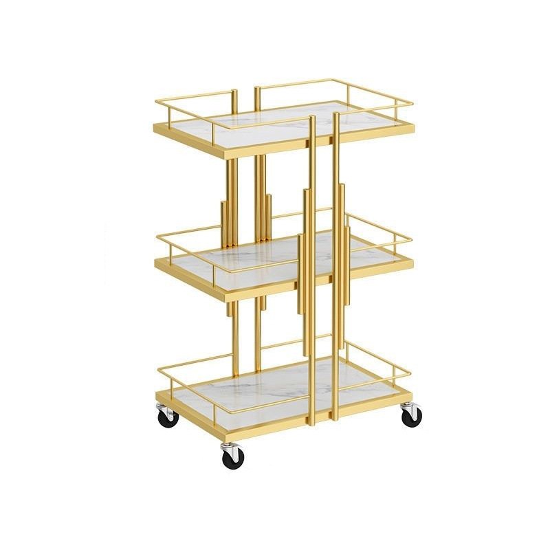 Luxury Gold Metal with wheels tool hair salon trolley rolling cart for hair salon beauty