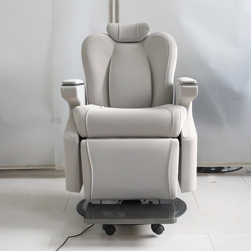 Comfortable Modern Electric Sofa For Salon Hair Beauty Grey Color Leather Massage Barber Chairs