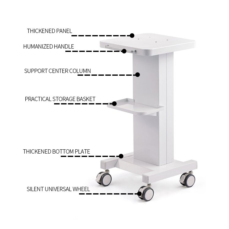 Professional Makeup Trolley White Color Metal Material For Skincare Device