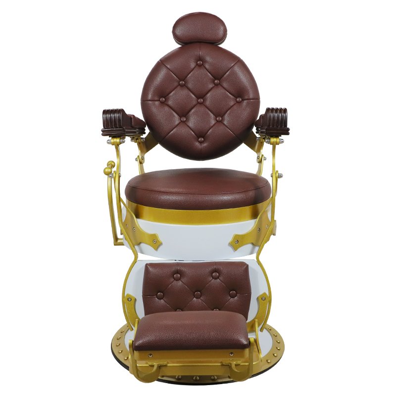 Hot sale Brown retro barber chair high quality hydraulic big pump comfortable and tiltable for barber shop