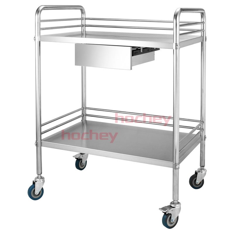 Customized 304 Stainless Steel Medical Cart With Wheels And Drawer Salon Clinic Hospital Trolley