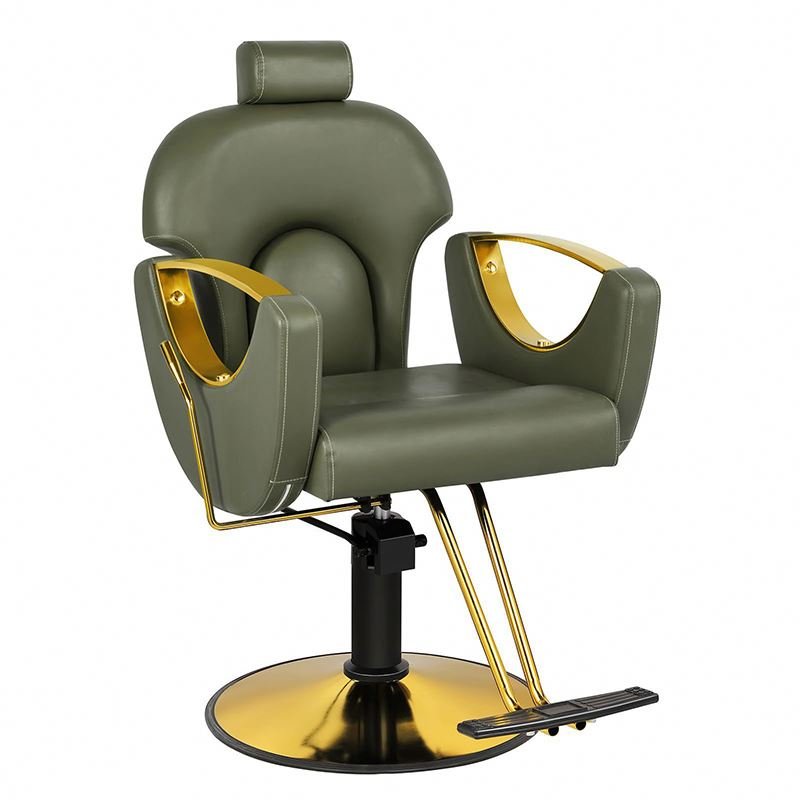 New Product Luxury High Quality Second Hand Barber Chair Gold Brown Barber Shop Furniture Lifting Sale Hair Chair