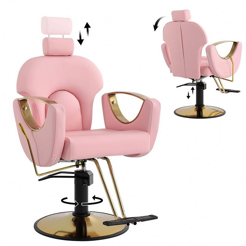 New Product Luxury High Quality Second Hand Barber Chair Gold Brown Barber Shop Furniture Lifting Sale Hair Chair