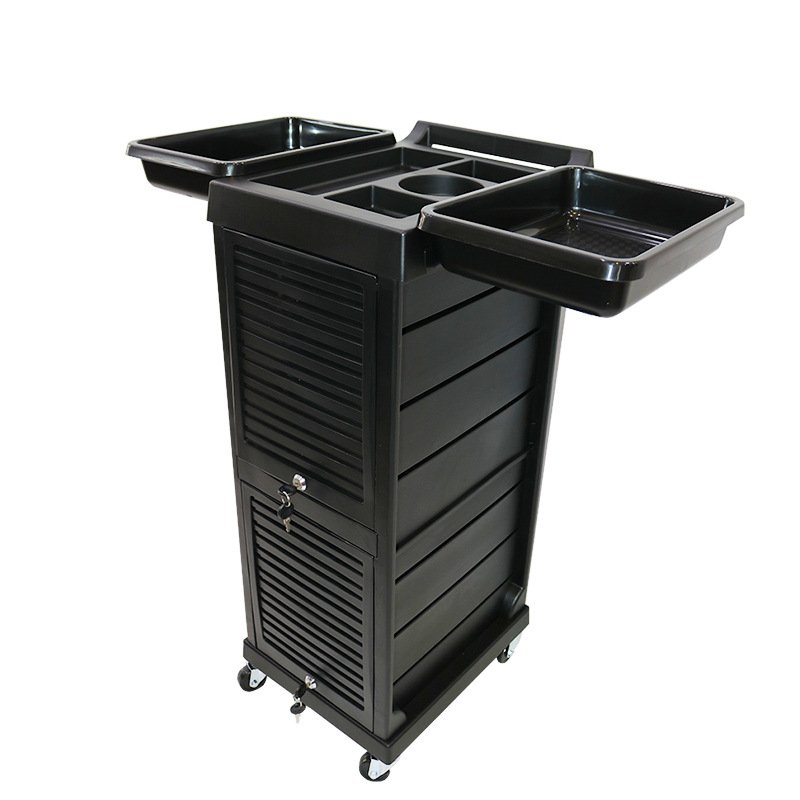 Cheap Beauty Salon Furniture Hair Salon Trolley Cart Hair Styling Iron with Plastic Traditional 2pcs/ctn 4 Wheels Painting Black