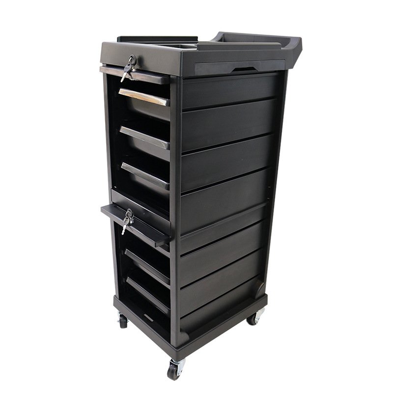 Cheap Beauty Salon Furniture Hair Salon Trolley Cart Hair Styling Iron with Plastic Traditional 2pcs/ctn 4 Wheels Painting Black