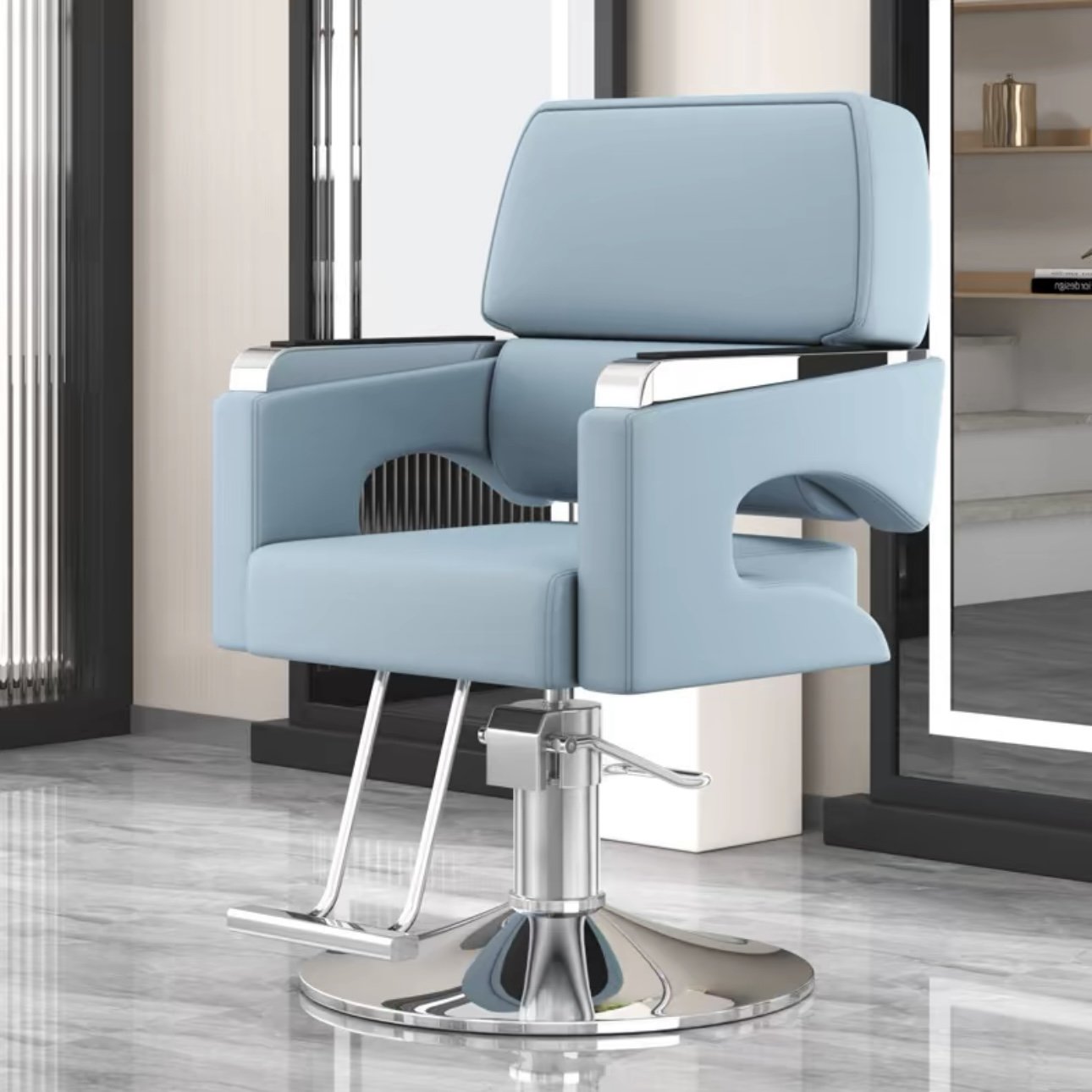 Barbershop Chair Hair Salon Special Beauty Salon Hair Chair Rotatable Lifting Stainless Steel Armchair Salon Furniture