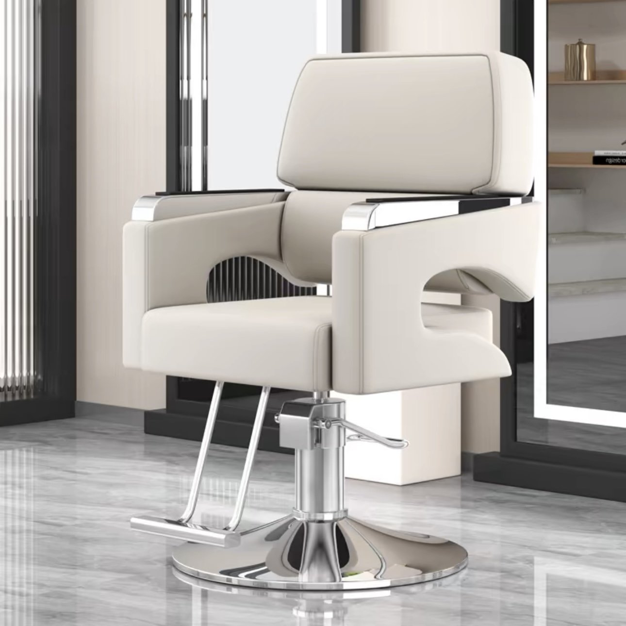 Barbershop Chair Hair Salon Special Beauty Salon Hair Chair Rotatable Lifting Stainless Steel Armchair Salon Furniture