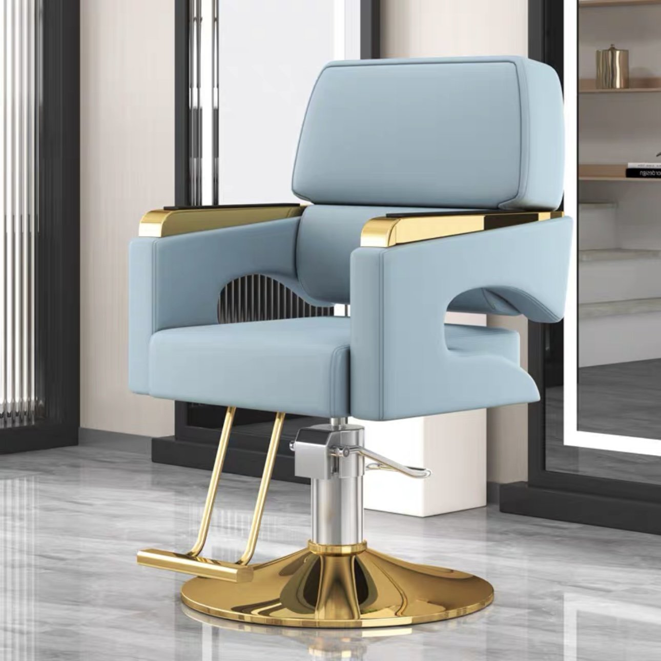Barbershop Chair Hair Salon Special Beauty Salon Hair Chair Rotatable Lifting Stainless Steel Armchair Salon Furniture