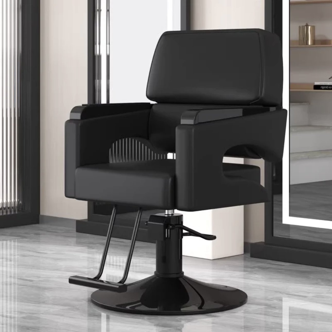 Barbershop Chair Hair Salon Special Beauty Salon Hair Chair Rotatable Lifting Stainless Steel Armchair Salon Furniture