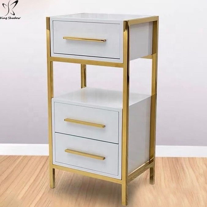 King Shadow Hair Styling Tools White Trolley Drawers for Hairdressing Beauty Salon Equipment
