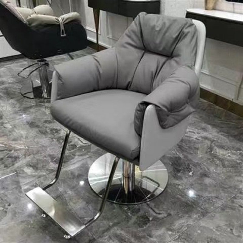 Reversible Hair Chair Adjustable Barber Chair With Stainless Steel Silver Disk Hair Dressing Chair Salon Furniture Barbershop