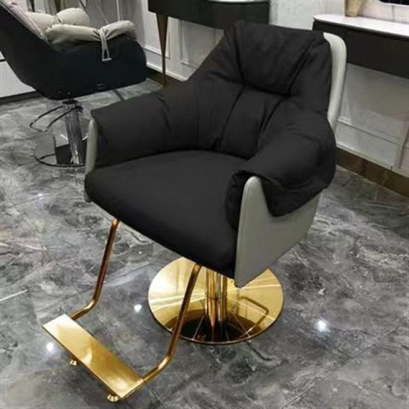 Reversible Hair Chair Adjustable Barber Chair With Stainless Steel Silver Disk Hair Dressing Chair Salon Furniture Barbershop