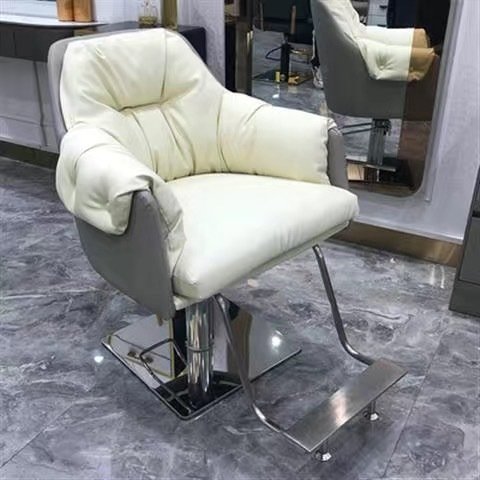 Reversible Hair Chair Adjustable Barber Chair With Stainless Steel Silver Disk Hair Dressing Chair Salon Furniture Barbershop