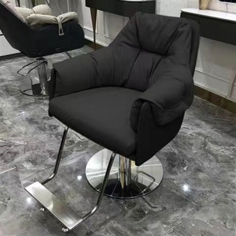 Reversible Hair Chair Adjustable Barber Chair With Stainless Steel Silver Disk Hair Dressing Chair Salon Furniture Barbershop