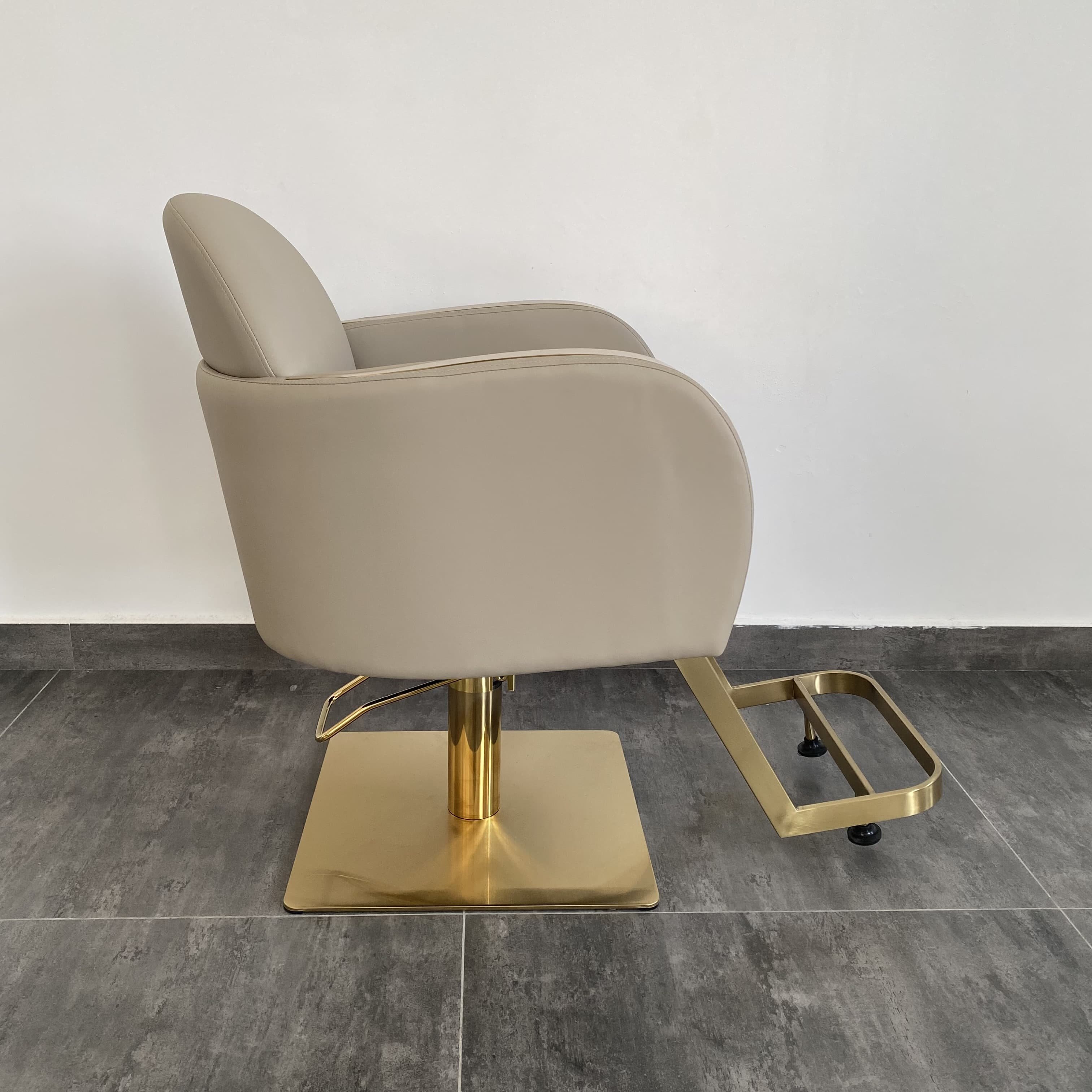 Barber Supplies Barbershop Salon Styling Chair Gold Metal Gray Salon Chair Furniture Hydraulic Reclining Hairdressing Chair