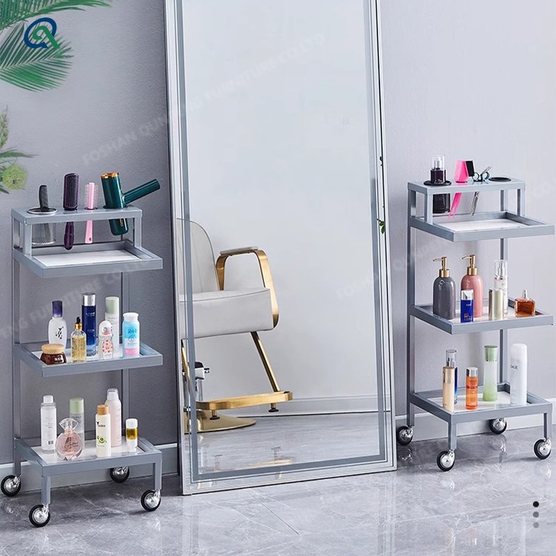 Qunpeng Barber Shop Tool Cabinet Shelving Table Cut Hair Trolley Small Cabinet For Hairdressing Salon