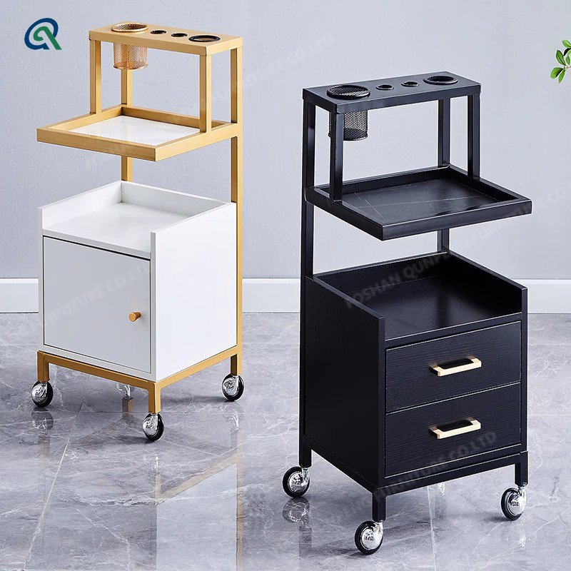 Qunpeng Barber Shop Tool Cabinet Shelving Table Cut Hair Trolley Small Cabinet For Hairdressing Salon