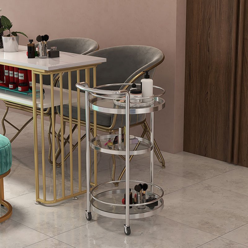 Professional Tool Trolley Rolling Spa Gold Side Makeup Cabinet Organizer Case Beauty Salon Trolley