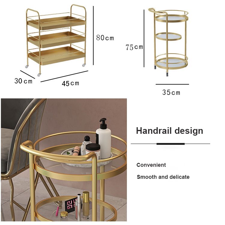 Professional Tool Trolley Rolling Spa Gold Side Makeup Cabinet Organizer Case Beauty Salon Trolley