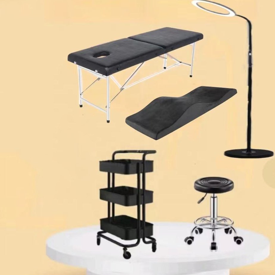 Hot Selling Beauty Salon Equipment Metal Golden Stainless Steel Base Electric Beauty Massage Table With Magnifying Glass