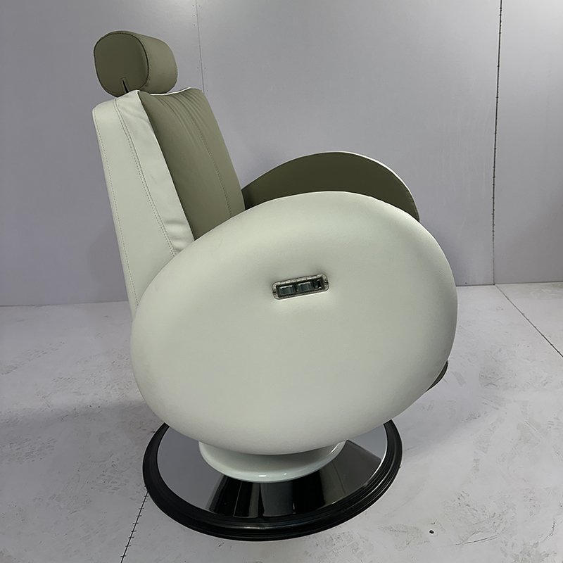 2024 New design white green leather hair saloon barber shop chair 2 motors electric reclining hairdressing chair