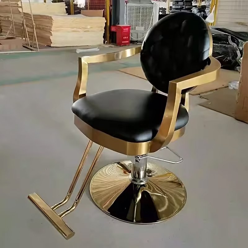 Frame Modern Barber Chair Salon Styling Chair Hairdressing Chair Gold Wholesale Luxury White Metal Salon Furniture Beauty Salon