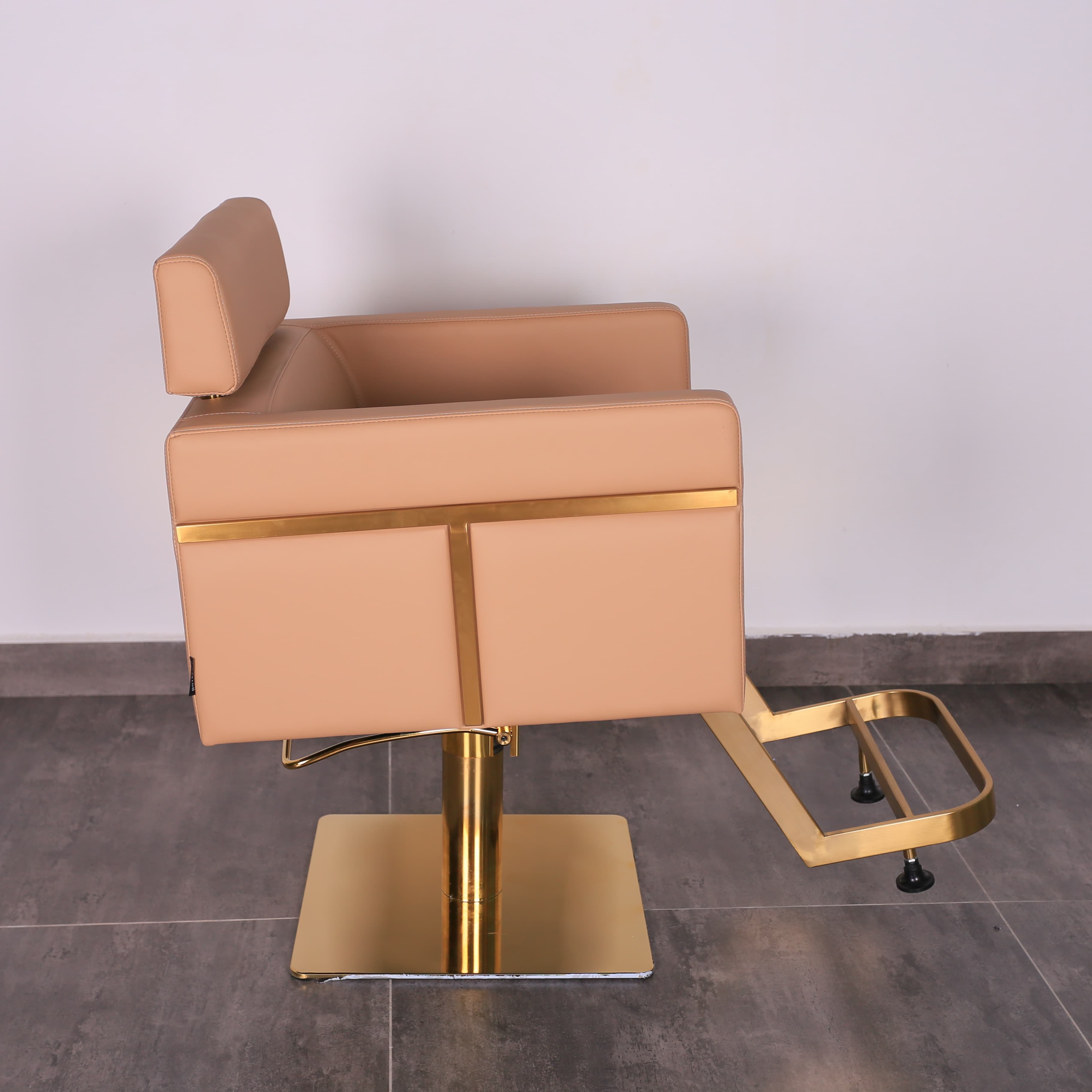 Wholesale Custom Cross-Border Barber Chair Comfortable Gold Beauty Hair Cutting Grooming Salon Chair