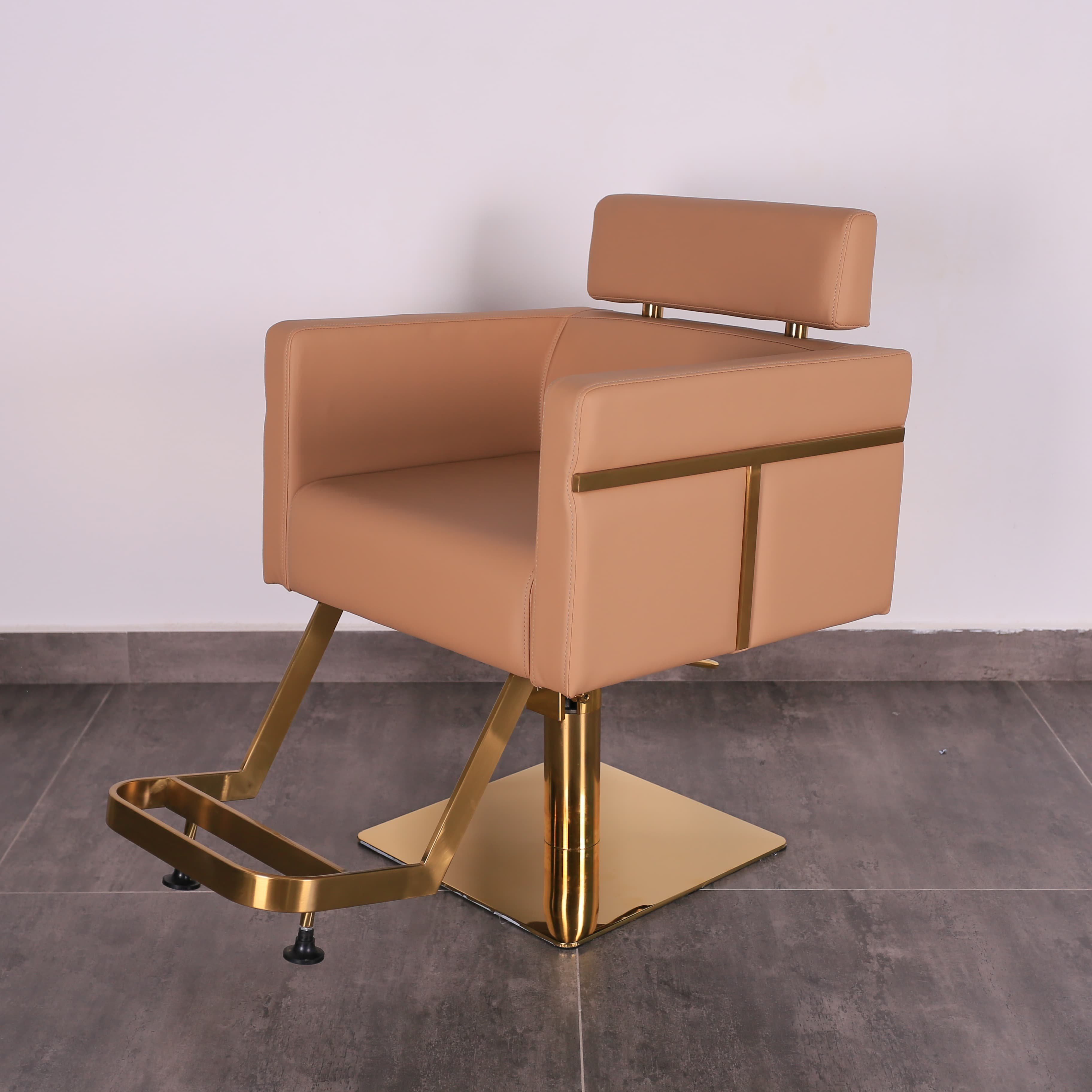 Wholesale Custom Cross-Border Barber Chair Comfortable Gold Beauty Hair Cutting Grooming Salon Chair