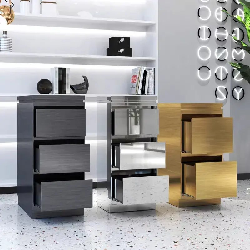Most Luxury Gold Stainless Steel Salon Beauty Barber Trolley Drawers Salon Trolley Hairdressing Stool Furniture