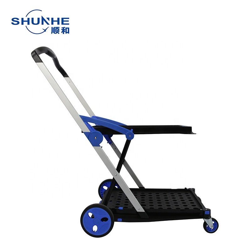 Multi-Function Two Layer Foldable Utility Dolly Platform Cart Moving Shopping Goods Transport Hand Truck