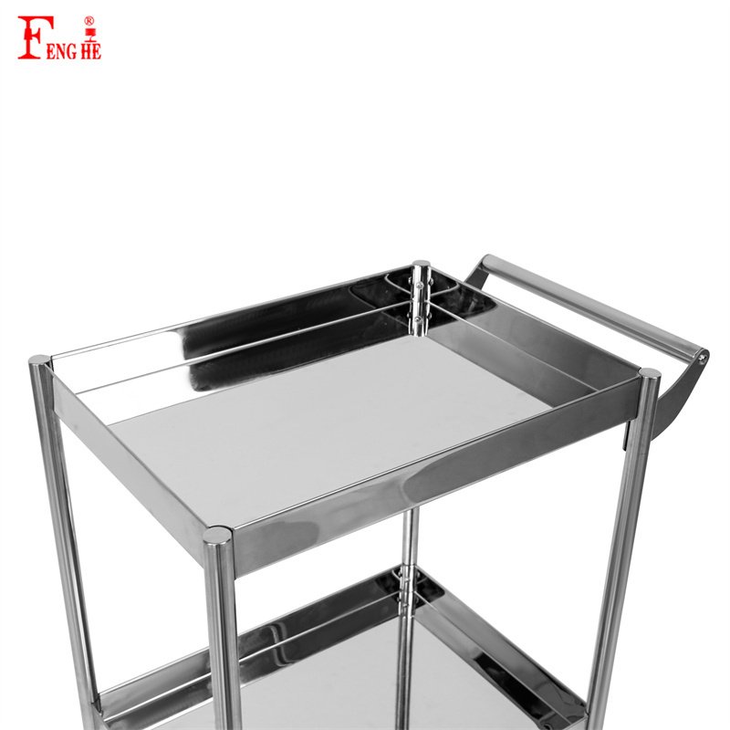 Silver Salon Trolley for Modern Hairdressing Equipment 3 Layer Salon Trolley for Beauty Tool Cart