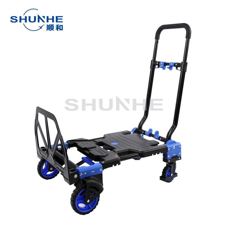 Foldable Hand Carts & Trolleys 2/4 Wheel Shopping Cart Trolley Platform For Industri Warehouse Office