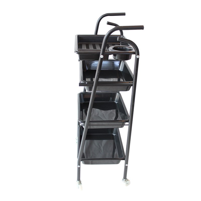 Cheap Beauty Salon Furniture Hair Salon Trolley Cart Hair Styling Iron with Plastic Traditional 2pcs/ctn 4 Wheels Painting Black