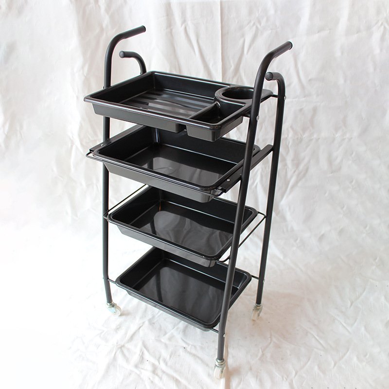 Cheap Beauty Salon Furniture Hair Salon Trolley Cart Hair Styling Iron with Plastic Traditional 2pcs/ctn 4 Wheels Painting Black