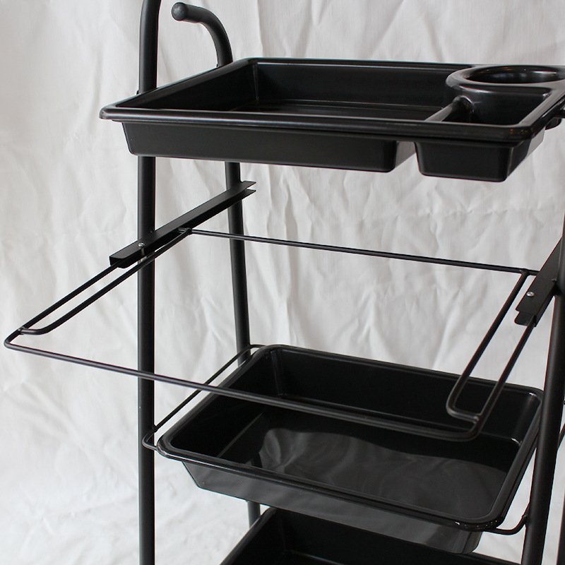 Cheap Beauty Salon Furniture Hair Salon Trolley Cart Hair Styling Iron with Plastic Traditional 2pcs/ctn 4 Wheels Painting Black
