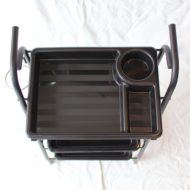 Cheap Beauty Salon Furniture Hair Salon Trolley Cart Hair Styling Iron with Plastic Traditional 2pcs/ctn 4 Wheels Painting Black
