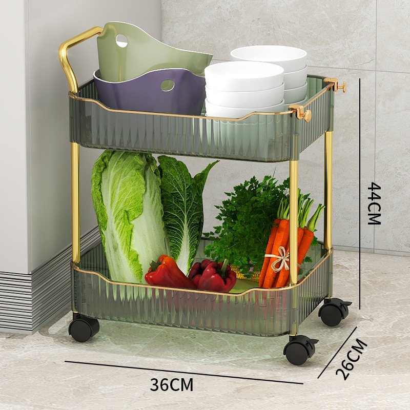 Multi Use Transparent Rack 4 Tiers Salon Storage Shelf with Hand Food Service Trolley Organizer