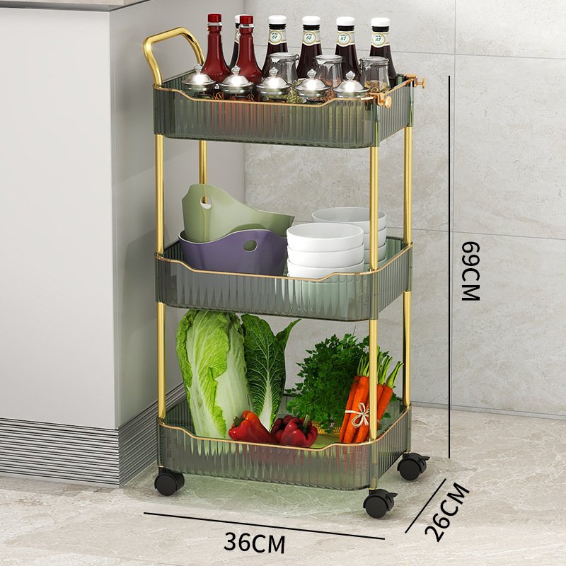 Multi Use Transparent Rack 4 Tiers Salon Storage Shelf with Hand Food Service Trolley Organizer