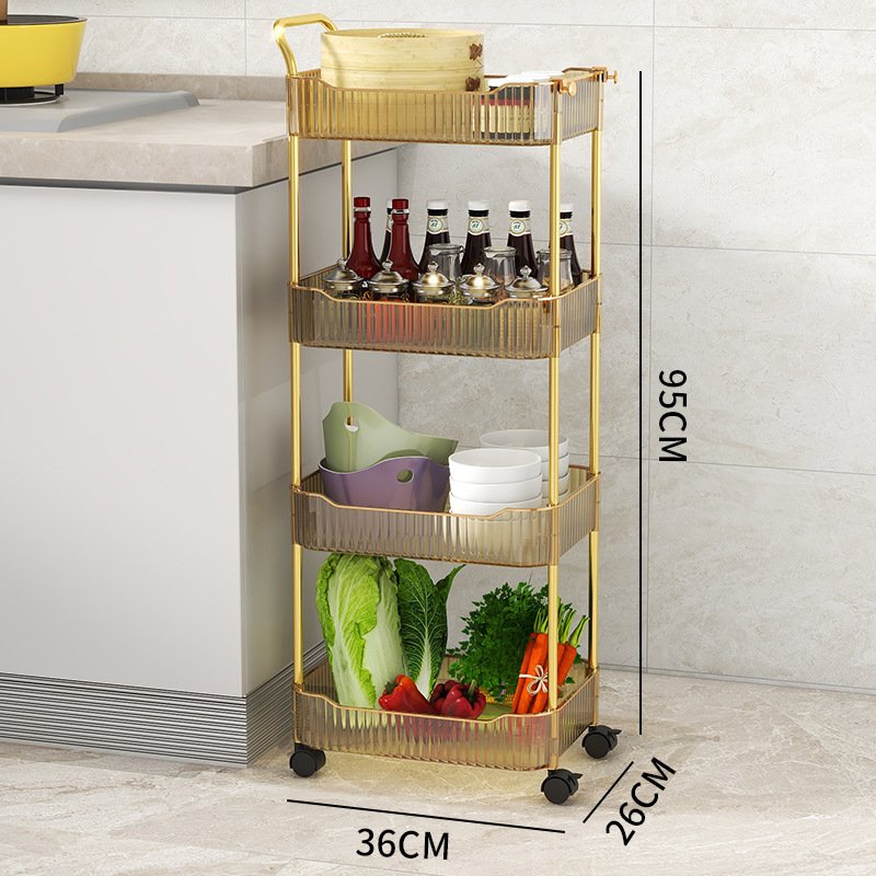 Multi Use Transparent Rack 4 Tiers Salon Storage Shelf with Hand Food Service Trolley Organizer