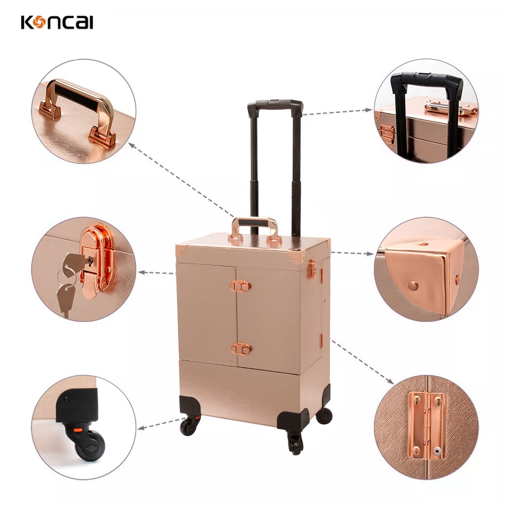 KONCAI Wholesale manicure table Makeup Barber Nail Salon Table Nail polish organizer case trolley nail workstation manicure table