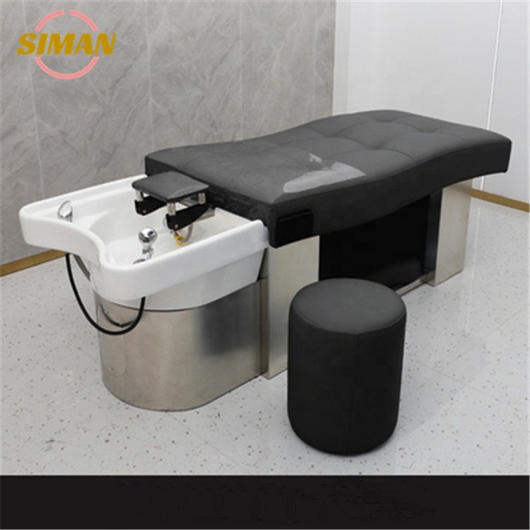 Siman custom gold silver base hair and beauty salon furniture modern shampoo station chair bed with water circulation